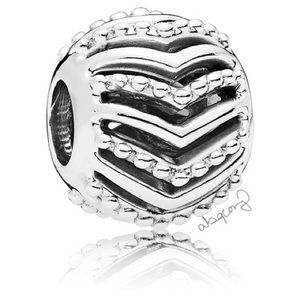 EUC Pandora 797805 Sterling Silver Beaded Wishbone Openworks Charm